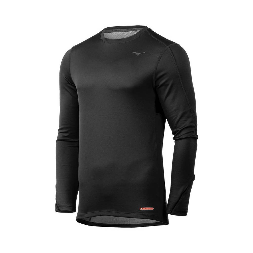 Base Layer Mizuno Breath Thermo® Long Sleeve - Homem - Pretas - PUXCZ1805